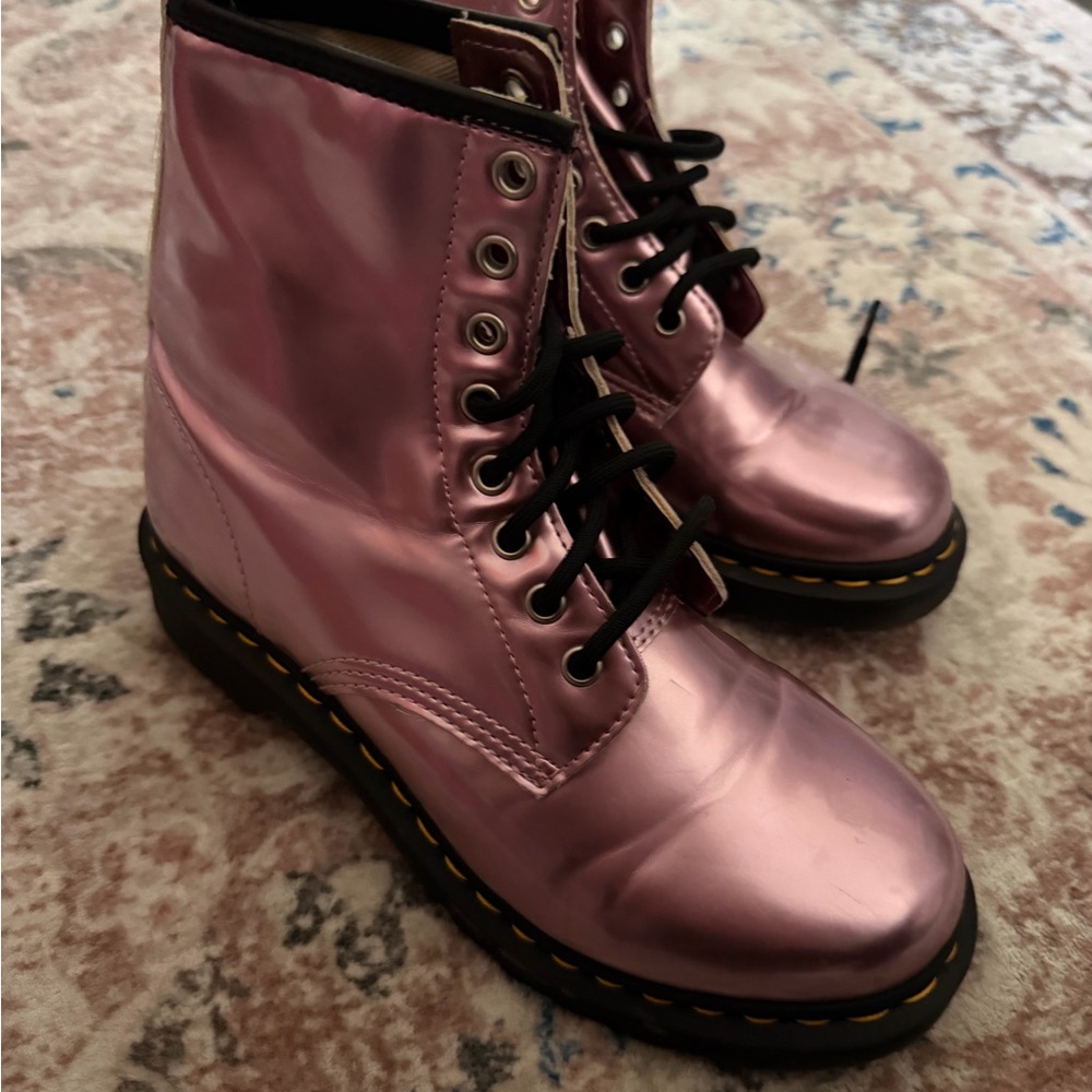 Pink metallic Doc Marten boots